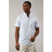 Debenhams Men's Light Blue Oxford Stripe Short Sleeve Shirt | Size: 2XL