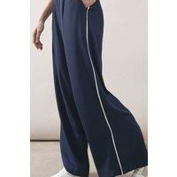 Wallis Navy Wide Leg Trousers Womens Occasion Trousers