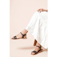 Womens Isobel Leather Twist Flat Sandals