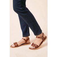 Womens Isobel Leather Twist Flat Sandals