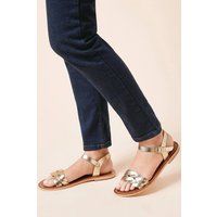Womens Isobel Leather Twist Flat Sandals