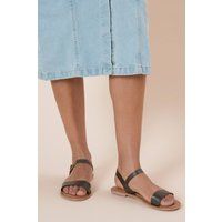 Womens Fidelia Leather Flat Sandals