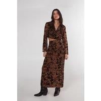 Floral Animal Devore Maxi Skirt