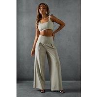 Misspap Stone Wide Leg Trousers Womens Casual Trousers
