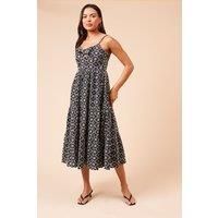 Tie Front Broderie Midi Dress