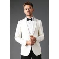 Mens White Slim Fit Shawl Collar Tuxedo Jacket - 46R