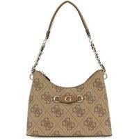 Izzy Top Zip Shoulder Bag Latte Logo