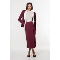 Compact Stetch Contrast Waistband Pencil Midi Skirt