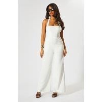 Misspap White Straight Leg Jumpsuit Womens Casual Jumpsuits