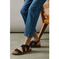 Womens Good For The Sole: Wide Fit Ana Comfort Elastic Cross Strap Low Wedge Sandals