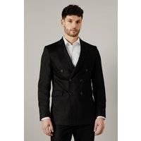 Mens Black Herringbone Double Breasted Blazer - 38R