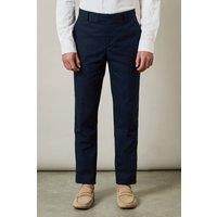 Mens Navy Linen Slim Fit Suit Trousers - 38R