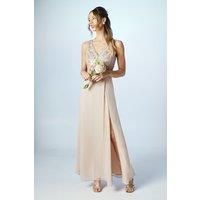 V Neck Embellished Bodice Georgette Bridesmaids Dress