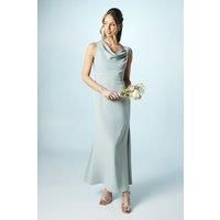 Petite Twist Detail Cowl Neck Satin Bridesmaids Dress