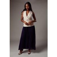 Crepe Pocket Detail Pleated Jumpsuit