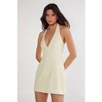 Pinstripe Tailored Halter Waistcoat Dress