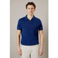 Mens Blue Resort Knitted Polo - Xl
