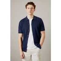 Burton Navy Knitted Shirt Mens Casual Jumpers & Cardigans