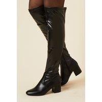 Dorothy Perkins Womens Ankle Boots Black Faux Leather Mid Heel Block Toe