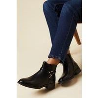 Good For The Sole: Ainsley Harness Detail Low Heel Riding Ankle Boots