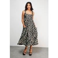 Square Neck Smock Midi With Below Pocket