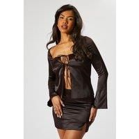 Misspap Chocolate Mini Skirt Womens Going Out Skirt Co-Ords