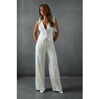 Tailored Tie Shoulder Waistcoat Jumpsuit