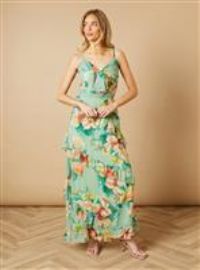 OASIS Floral Waist Detail Ruffle Maxi Dress 10