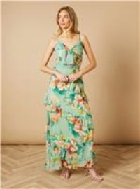 OASIS Floral Waist Detail Ruffle Maxi Dress 18