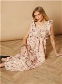 OASIS Printed Shirred Back Strappy Midi Dress 14