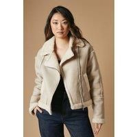 Oasis Womens Jacket Ivory Casual Zip Mid Length Woven Spring Autumn Winter