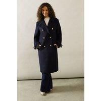 Wallis Blue Double Breasted Coat Womens Smart Jackets & Coats