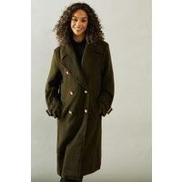 Buckle Detail Double Breasted Coat