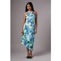Petite Pleat Halter Midi Dress