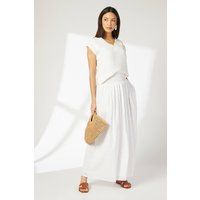 Debenhams Women's Ivory Broderie Midi Skirt | Size: 12