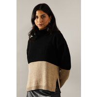 Womens Colour Block High Neck Jumper