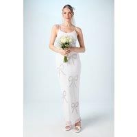 Coast Bow Embellished Bridal Maxi Dress, 12, Ivory