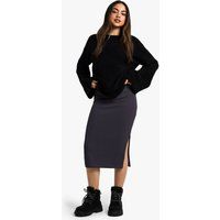 Womens Rib Side Split Midi Skirt