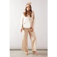 Collarless Double Breasted Blazer