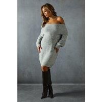 Misspap Grey Knitted Dress Womens Casual Dresses