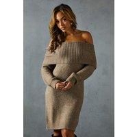 Misspap Mocha Knitted Dress Womens Casual Dresses