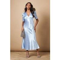 Metallic Satin Midi Dress