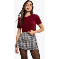 Womens Check Pleat Mini Skirt
