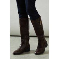 Wallis Womens Knee High Boots Black Decorative Trim Side Zip Comfortable