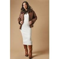 Oasis Womens Knee High Boots Tan Faux Leather Medium Heel Platform