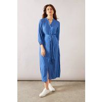 Womens Blue High - Low Hem Button Through Dress