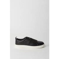 Mens Black Smart Faux Leather Trainers