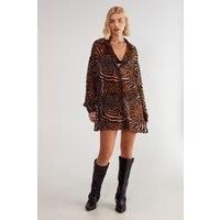 Devore Leopard Zebra Oversized Sheer Shirt