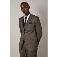 Light Brown Tweed Look Herringbone Tailored Jacket