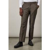 Light Brown Tweed Look Herringbone Tailored Trousers
